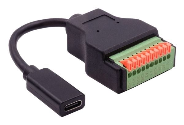 EXSYS GmbH Kaapelisovitin USB-C-pistorasiaan 10-nastaiseen liitäntään painonapilla, USB 3.2, 15 cm (EX-49124)