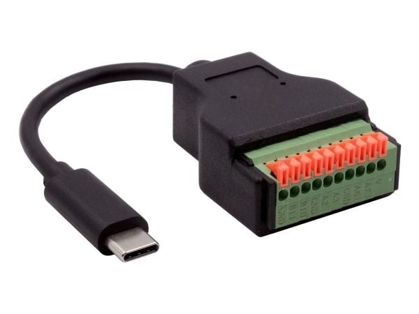 EXSYS GmbH Kaapelisovitin USB-C-pistoke 10-napaiseen liitinrimaan painonapilla, USB 3.2, 15 cm (EX-49125)