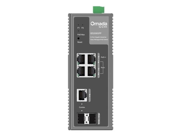 TP-Link IES206GPP, Håndtert, Gigabit Ethernet (10/100/1000), Strøm over Ethernet (PoE), Rack-montering, Kan monteres på vegg