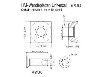Metabo 623564000, Chamfer cutter, Karbid, Stål, Bronse, 10 stykker