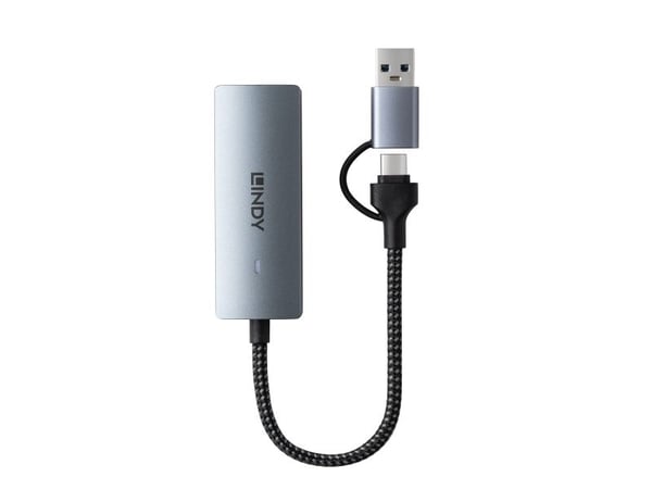 Lindy 43415, USB 3.2 Gen 2 (3.1 Gen 2) Type-C, 5000 Mbit/s, Grå, Aluminium, Plast, Rund kabel, 0,15 m