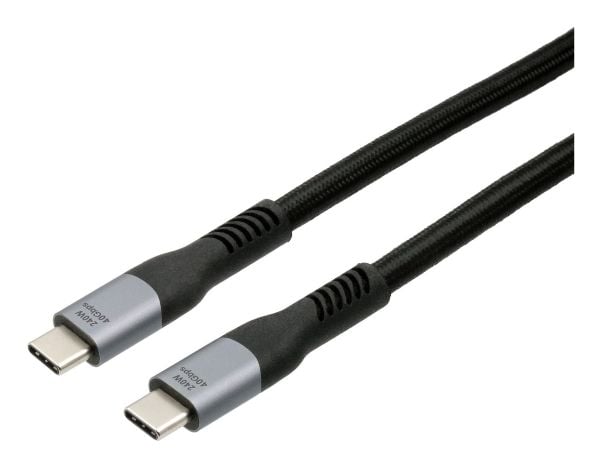 Kaapeli USB4 2m musta 240W kangas USB-C pistoke molemmin puolin,40Gbit/s