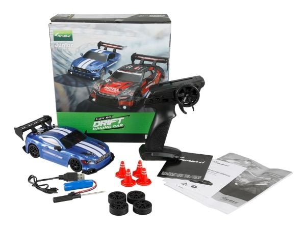 Amewi Drift Racing Car 4WD 1 24 RTR blå med undervognsbelysning (21111)