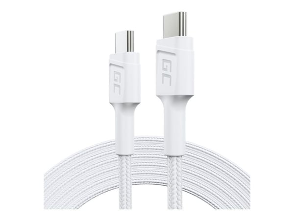 Green Cell PowerStream - USB-kabel - 24 pin USB-C (hane) till 24 pin USB-C (hane) - 2 m - USB-C Power Delivery (60W) - snövit