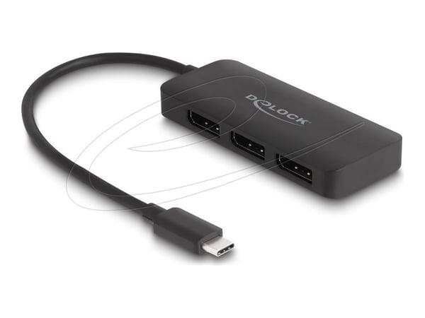 Delock - Video/lyd-splitter - 4K 60Hz, DP Alt Mode, MST, USB Type-C - 3 x DisplayPort - stasjonær