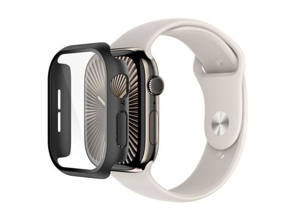 Belkin SCREENFORCE TemperedCurve - Støtfanger for smartarmåndsur - 2-i-1, 46mm - herdet glass (9H) - svart - for Apple Watch Series 10 (GPS + Cellu...