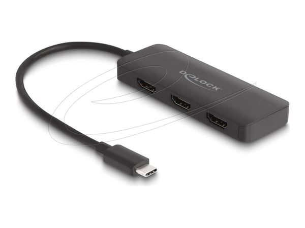 Delock - Video/lyd-splitter - 4K 60Hz, DP Alt Mode, MST, USB Type-C - 3 x HDMI - stasjonær
