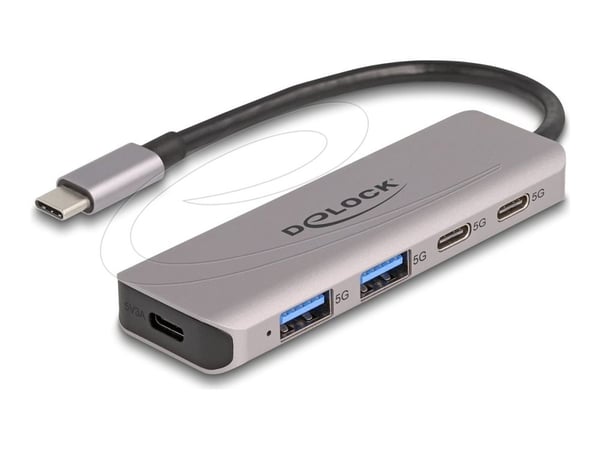 Delock - Hubb - 2 x USB-C + 2 x USB + 1 x USB-C (strömleverans) - skrivbordsmodell