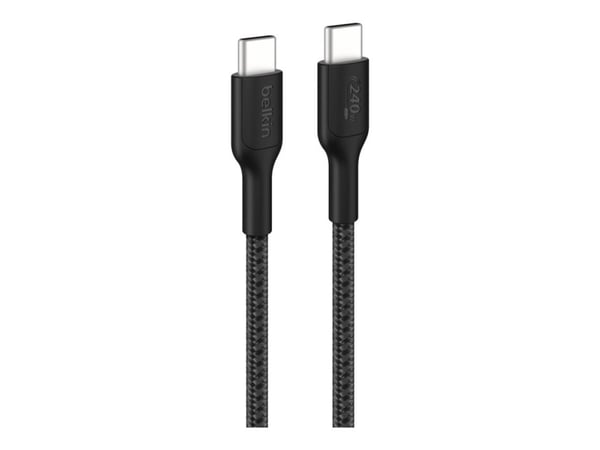 Belkin BoostCharge Pro - USB-kabel - USB-C (hann) til USB-C (hann) - 1 m - USB Power Delivery (240 W), braided - svart