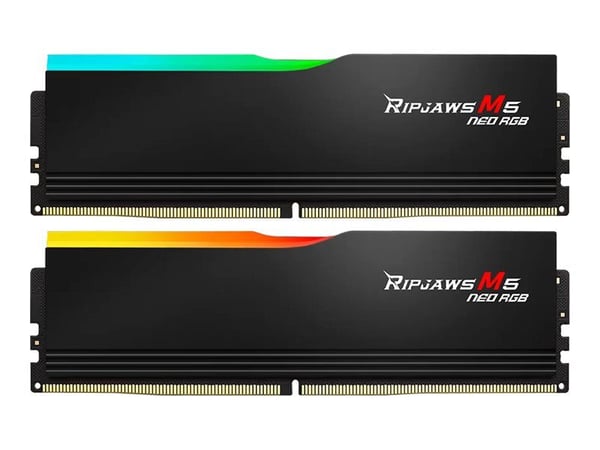 G.Skill Ripjaws M5 Neo RGB - DDR5 - sats - 64 GB: 2 x 32 GB - DIMM 288-pin - 6000 MT/s / PC5-48000 - CL28 - 1.4 V - ej buffrad - icke ECC - mattsvart