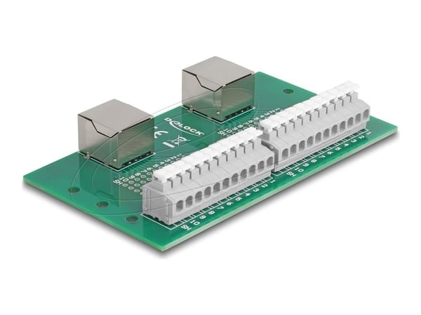 Delock - Nettverksadapter - RJ-50 (hunn) til 11-pinners terminalblokk - DIN-rail mountable, trykknapp, 3,81 mm stigning, stifttilordning: 1:1