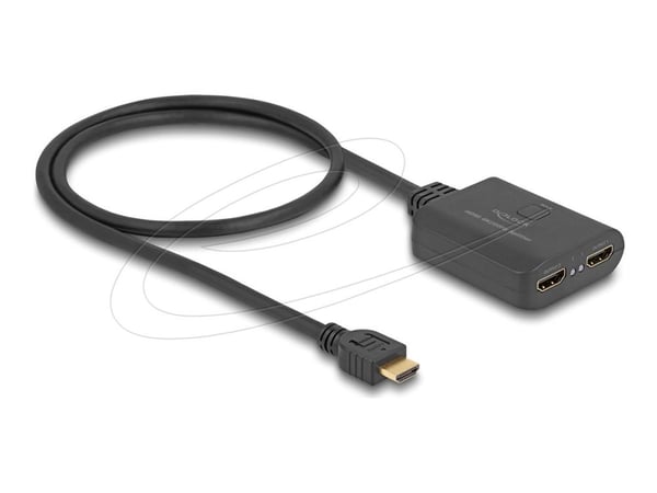 Delock - HDMI-splitter - HDMI hann til HDMI, Micro-USB type B (kun strøm) hunn - 60 cm - svart - støtte for 4K 60 Hz (3840 x 2160), with downscaler