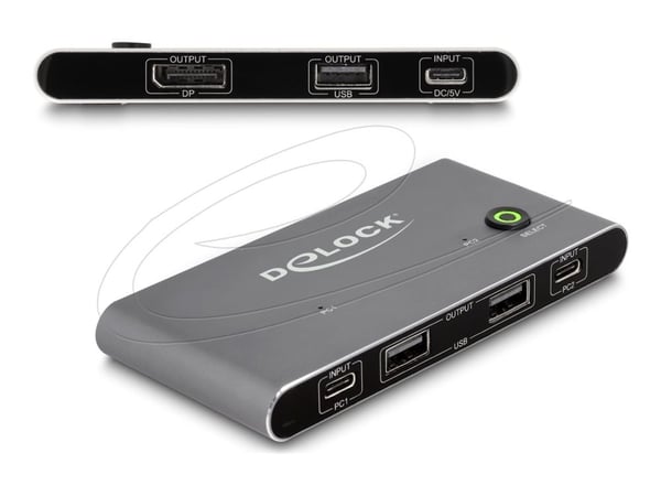 Delock - Omkopplare för tangentbord/video/mus/USB - 8K 30 Hz, DisplayPort, with USB 2.0 - 2 x KVM / USB - 1 lokal användare - skrivbordsmodell