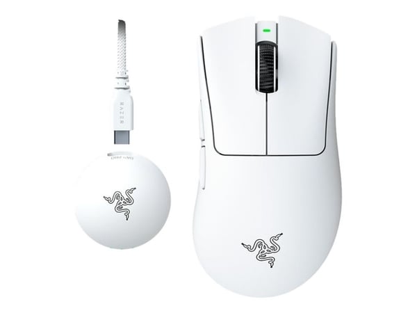 Razer DeathAdder V4 Pro, Oikeakätinen, Optinen, RF Wireless + USB Type-A, 45000 DPI, Valkoinen