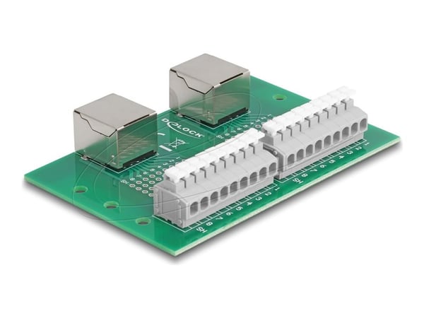 Delock - Nettverksadapter - RJ-45 (hunn) til 9-pins terminalblokk - DIN-rail mountable, trykknapp, 3,81 mm stigning, stifttilordning: 1:1
