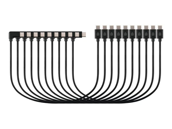 Kensington - USB-kabel - 24 pin USB-C (hann) til 24 pin USB-C (hann) vinklet - USB 2.0 - 3 A - 3.5 m - svart (en pakke 10)