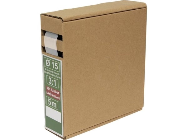 Quadrios 25CA504 krympslang med lim - transparent - 15 mm, 5 mm - krympningshastighet 3:1 - 5 m