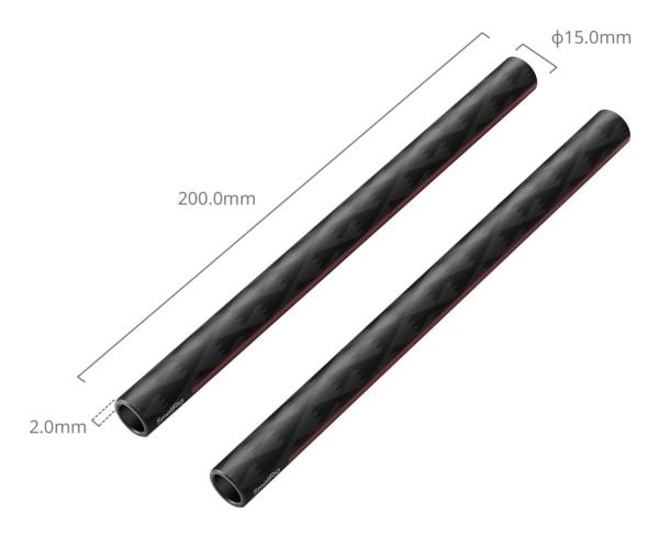 SmallRig 5211, Bunnplate/kameraplate/stenger, Sort, Karbonfiber, 15 mm, 200 mm, 15 mm