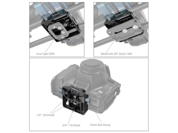 SmallRig 3357, Sort, Aluminium, 1/4", 3/8", 73 mm, 108 mm, 25 mm