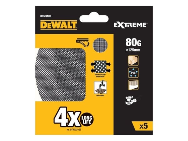 Extreme DeWALT DTM3103-QZ - Hiontapaperilevy - puulle, metallille, maalille - 5 kpl - raekoko: 80 - 125 mm x 125 mm