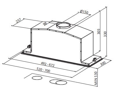 FABER S.p.A. Inca Lux EV8 X/BK KL A52, 660 m³/t, avtrekk/resirkulering, C, A, D, 69 dB