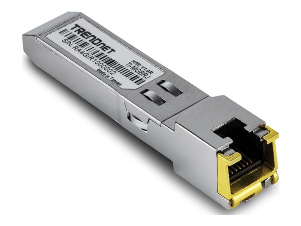 TRENDnet TI-MGBRJ - Version v1.0R - SFP-sändar/mottagarmodul (mini-GBIC) - 1GbE - över koppar - 1000Base-T - RJ-45 - upp till 100 m - TAA-kompatibel