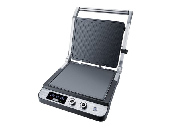 Steba FG 120. total effekt: 1800 W, type: Grill, varmekilde: Elektrisk, formfaktor: Bord, produktfarge: Svart, rustfritt stål, kokeplateform: Rekta...