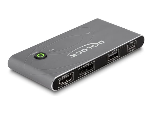 Delock - KVM / lyd / USB-svitsj - HDMI and DisplayPort 8K MST with USB 2.0 - 4 x KVM/lyd/USB - 1 lokalbruker - stasjonær Delock - KVM / lyd / USB-svitsj - HDMI and DisplayPort 8K MST with USB 2.0 - 4 x KVM/lyd/USB - 1 lokalbruker - stasjonær