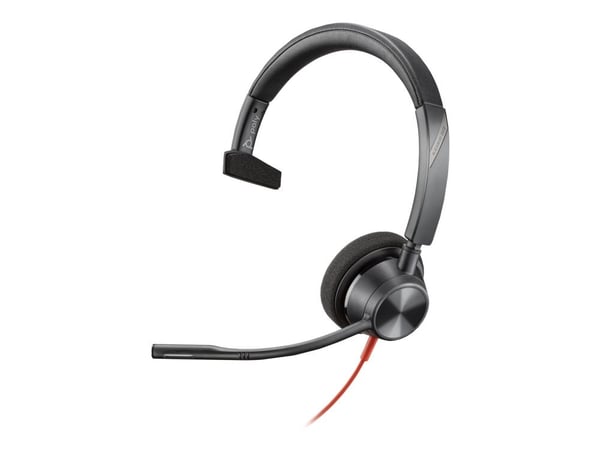 HP Poly Blackwire 3310-M - Blackwire 3300 series - hodesett - on-ear - kablet - USB-C, 3,5 mm jakk - svart - Certified for Microsoft Teams