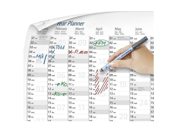 Staedtler Lumocolor year planner 641 YP, Musta, Valkoinen, Muovi, 1 sivua, 600 mm, 840 mm