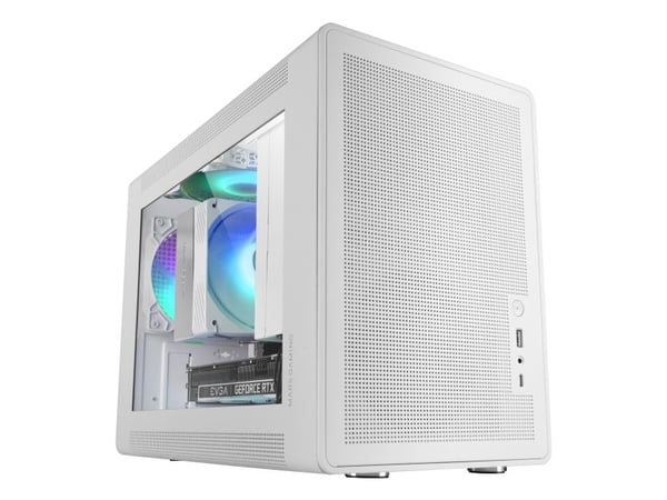 Mars Gaming MC-XPSW, Mini Tower, PC, Hvit, Micro ATX, Mini-ITX, Netting, Hjem/Kontor