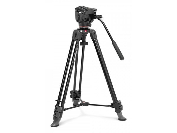 Manfrotto Video Alu-stativ med 500X Fluid Head, 3 ben, Sort, 15,5 cm, 3,45 kg