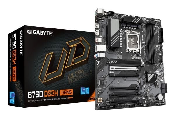 GIGABYTE B760 DS3H GEN5, Intel, LGA 1700, Intel® Celeron®, Intel Core i3 12th Gen, Intel Core i3 13th Gen, Intel Core i3 14th Gen, Intel..., LGA 17...