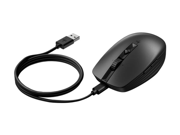 HP 710 - Mus - ladbar - 7 knapper - trådløs - Bluetooth 5.3, 2.4 GHz - USB trådløs mottaker - svart