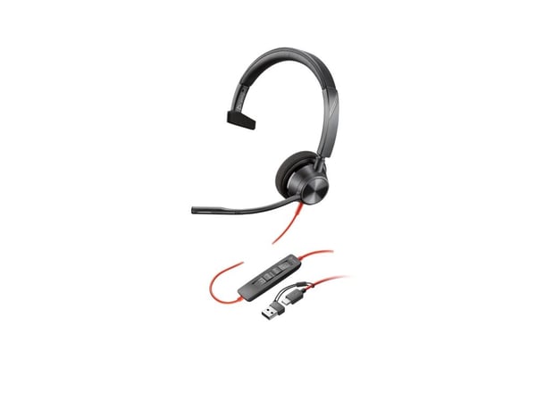 HP Poly Blackwire 3310 - Blackwire 3300 series - hodesett - on-ear - kablet - USB-C - svart - UC-sertifisert