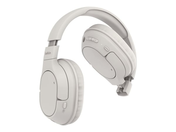 Belkin SoundForm Surround - Hodetelefoner med mikrofon - full størrelse - Bluetooth - trådløs, kablet - USB-C, 3,5 mm jakk - sand