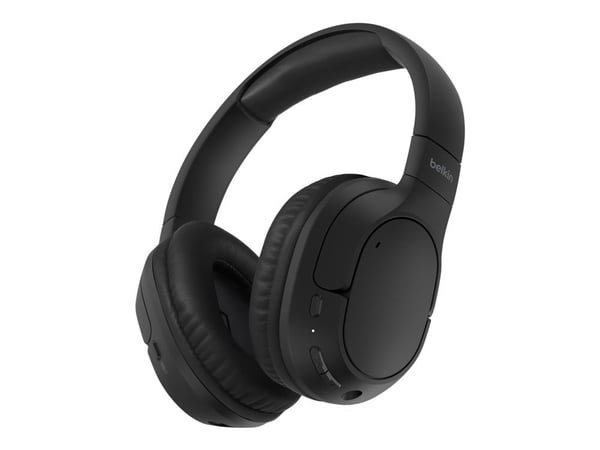 Belkin SoundForm Surround - Hodetelefoner med mikrofon - full størrelse - Bluetooth - trådløs, kablet - USB-C, 3,5 mm jakk - svart