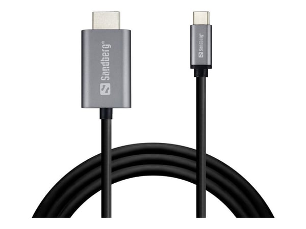 Sandberg - Video/lydkabel - USB-C hann til HDMI hann - 2 m - 4K-støtte