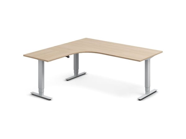 Hæve-sænkebord DNA, Eg 1800x1800mm Højre 3-ben/Sort