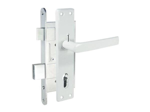 Mortise lock with frame plate ZV-45, 406Z-35802/2, 55 mm, white handles