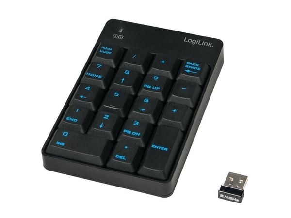 LogiLink ID0120, Langaton RF, 18, Kannettava tietokone, Musta