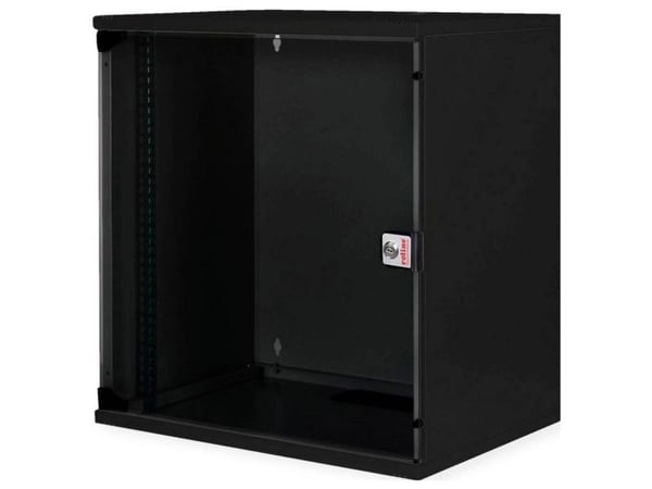 ROLINE 26.21.0188, Veggmonterbar hylle, 12U, Nøkkellås, Rack skinner, 13,5 kg, Sort