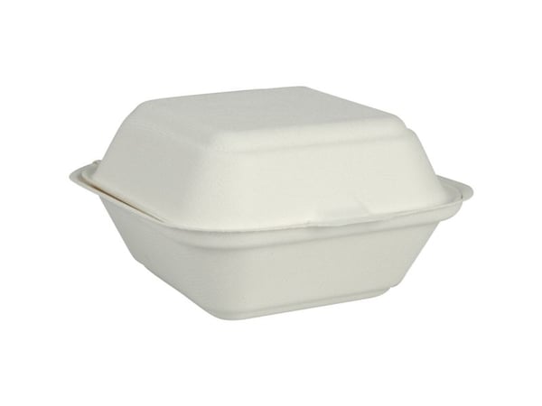 Takeaway boks, ABENA Gastro, 14,49x14,9x8cm, 1700 ml, hvid, sukkerrør, 1-rums, 1700 ml - (10 stk.)