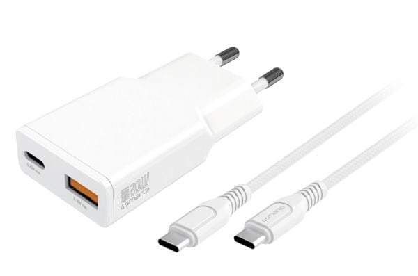 4smarts PDPlug Slim Duos - Strømadapter - GaN - 20 watt - 3 A - HiSilicon Fast Charging, SCP, QC 2.0, QC 3.0, AFC, PD 3.0, PD/PPS, Apple 2.4A (24 p...