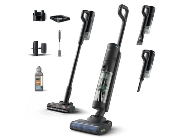 Philips 7000 series Støvsug og vask, 2-i-1 stavstøvsuger, Uten pose, Svart, 0,45 l, Plast, Tørr & våt