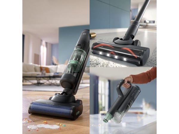 Philips 7000 series Støvsug og vask, 2-i-1 stavstøvsuger, Uten pose, Svart, 0,45 l, Plast, Tørr & våt