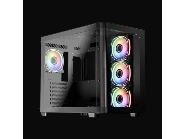 Kotelo MidiTower ATX 8001B Dark USB3.2,ilman virtalähdettä,Pro-Strom-Dark
