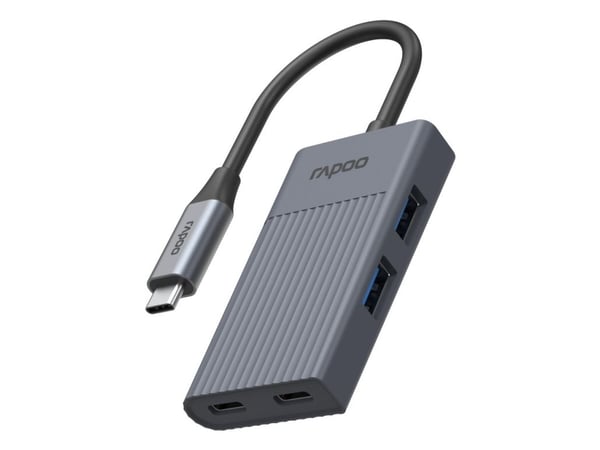 Rapoo UCH-4013, USB Type-C, USB 3.2 Gen 1 (3.1 Gen 1) Type-A, USB 3.2 Gen 1 (3.1 Gen 1) Type-C, 5000 Mbit/s, Harmaa, Muovi, 0,14 m