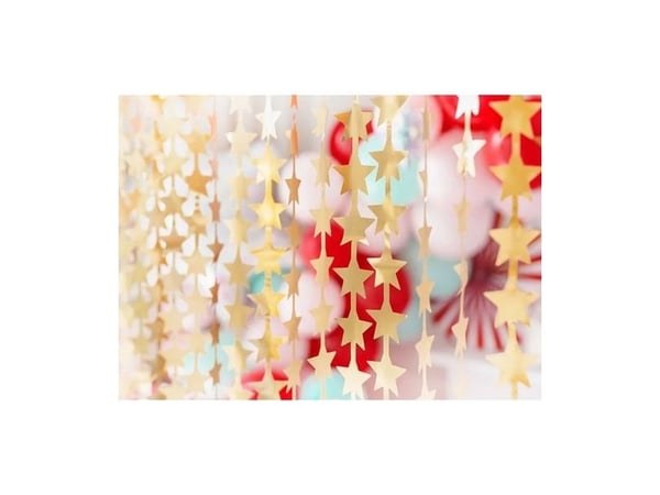 PartyDeco stjärn-gardin guld 100 x 245 cm