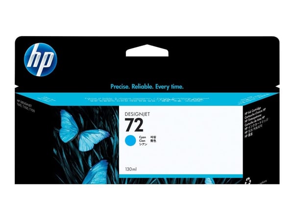 HP 72 - 130 ml - cyan - original - DesignJet - blekkpatron - for DesignJet T1100, T1100ps, T1200, T1200ps, T1300, T610, T620, T770, T790